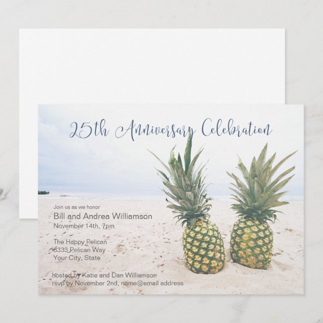 Convite Festa de Aniversário Tropical 25 anos (Frente/Verso)