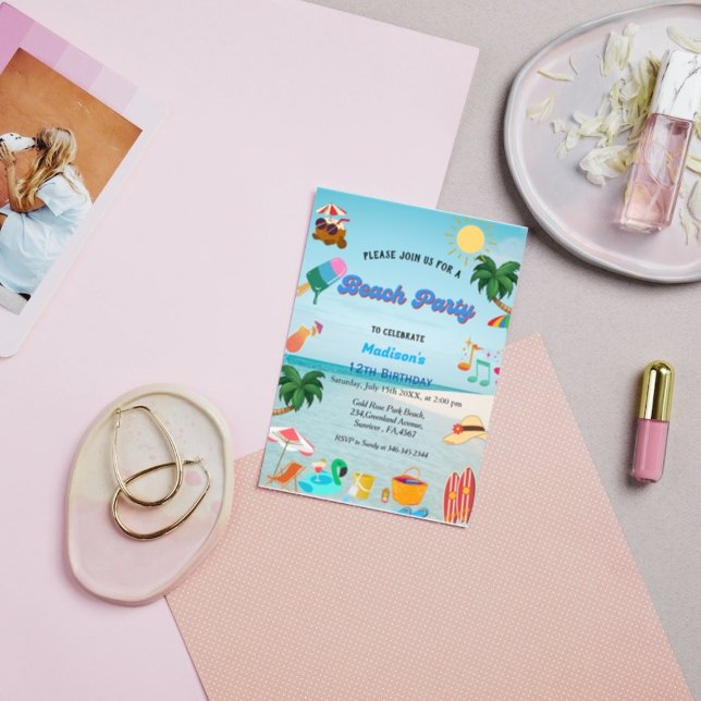 Convite Festa de aniversário Tropical Beach Summer (Criador carregado)