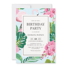 Festa de Aniversário Tropical com Flamingo Rosa e 