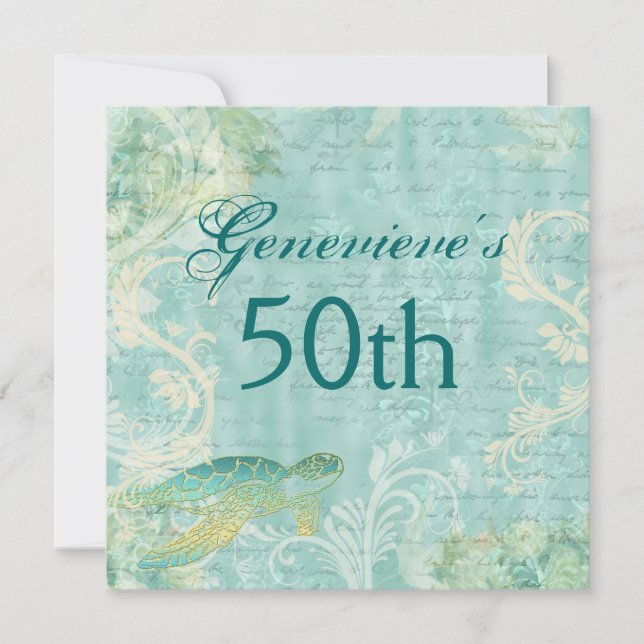 Convite festa de aniversário tropical da praia PERSONALIZA (Frente)