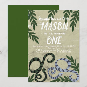 Convite Festa de aniversário tropical do zoo Cobra de ré