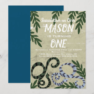 Convite Festa de aniversário tropical do zoo Cobra de ré