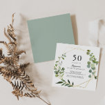 Convite Festa de aniversário tropical verde geométrica Dou<br><div class="desc">Este convite de aniversário verde-tropical de ouro geométrico da 50ª é perfeito para uma simples festa de aniversário. A design apresenta lindas folhas verdes pintadas à mão,  enfeitando um quadro geométrico dourado.</div>