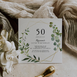 Convite Festa de aniversário tropical verde geométrica Dou