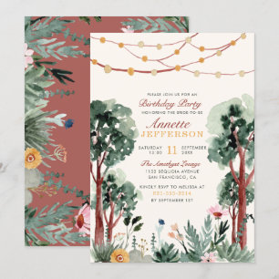 Convite Festa de aniversário Única das Árvores Botânic