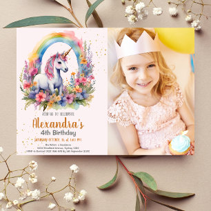 Convite Festa de aniversário Unicorn de Foto