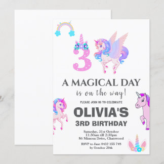 Convite Festa de aniversário Unicorn editável