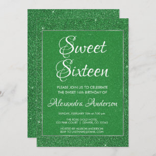 Convite Festa de aniversário verde do doce 16 do brilho e