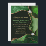 Convite Festa de aniversário verde e Dourada de agitação f<br><div class="desc">Elegante Verde e Dourado Glitter Agate design com fundo verde escuro e diamante</div>