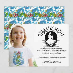 Convite Festa de aniversário Verde Sereia Obrigado