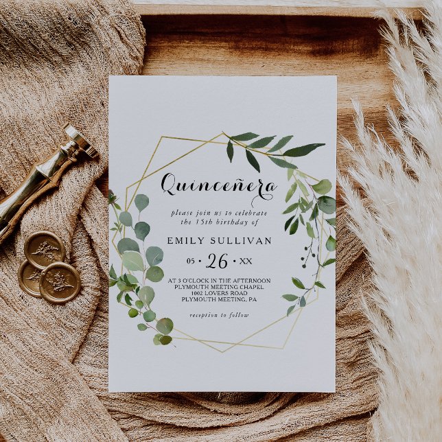 Convite Festa de aniversário Verde Tropical de Quinceañera (Criador carregado)