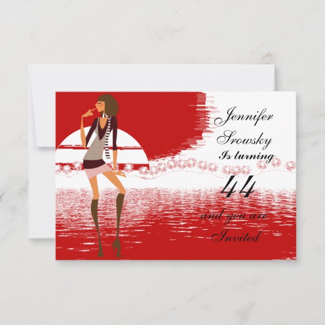 Convite Festa de aniversário vermelha (Frente)