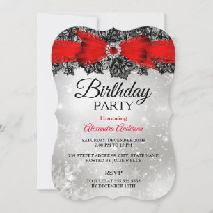 Convite Festa de aniversário Vermelha Arco de rendas