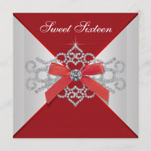 Convite Festa de aniversário Vermelha de Ouros Elegante