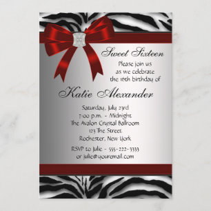 Convite Festa de aniversário vermelha do doce dezesseis da