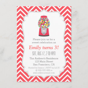 Convite Festa de aniversário vermelha dos doces da máqui