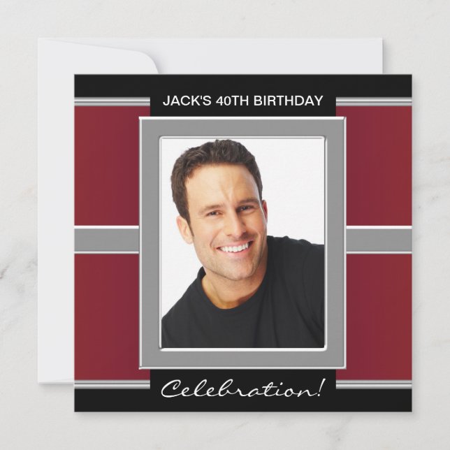 Convite Festa de aniversário Vermelha e Preta (Frente)