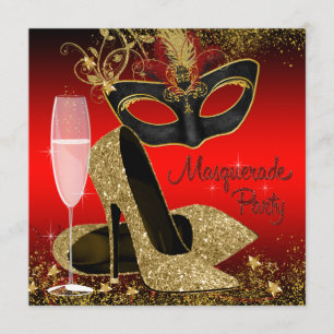 Convite Festa de aniversário Vermelho Preto e Dourada