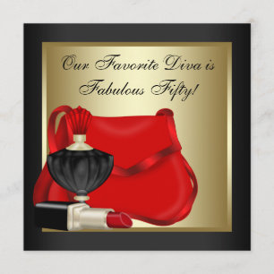 Convite Festa de Aniversário Vermelho, Preto e Dourado