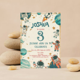 Convite Festa de aniversário Vertical do Pequeno Astronaut