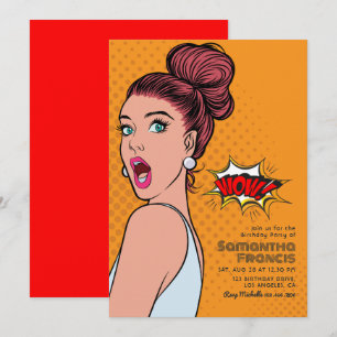 Convite Festa de Aniversário Vibrante de Arte Pop Retro