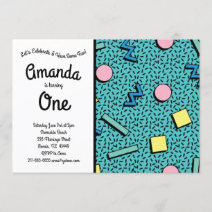 Convite Festa de aniversário Vintage Memphis do anos 80 9
