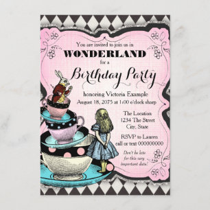 Convite Festa de Aniversário Vintage Wonderland