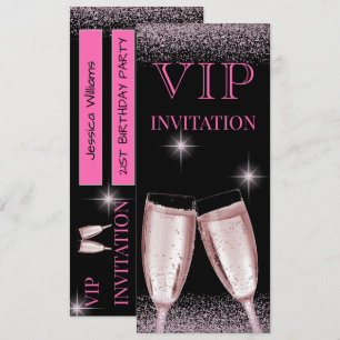 Convite Festa de Aniversário VIP Rosa Glamourosa