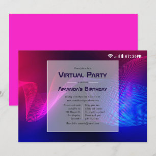 Convite Festa de Aniversário Virtual com Brilho em Rosa In