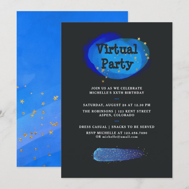 Convite Festa de Aniversário Virtual de Ficção Espacial (Frente/Verso)
