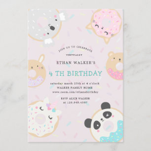 Convite festa de aniversário virtual do rosquinha animal
