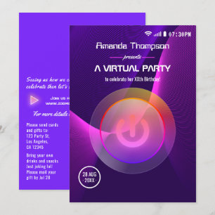 Convite Festa de Aniversário Virtual Geométrica Futurista