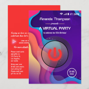 Convite Festa de Aniversário Virtual Geométrica Futurista