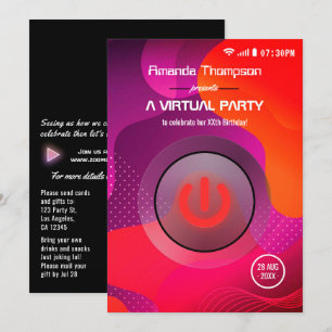 Convite Festa de Aniversário Virtual Geométrica Futurista