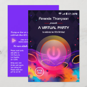 Convite Festa de Aniversário Virtual Glow