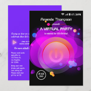 Convite Festa de Aniversário Virtual Glow