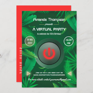 Convite Festa de aniversário Virtual Tropical Summer