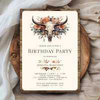 Festa de Aniversário Western Boho Floral Caveira d