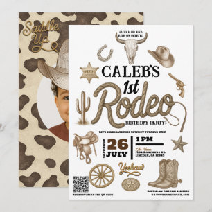 Convite Festa de Aniversário Western Rodeio Selvagem Antig