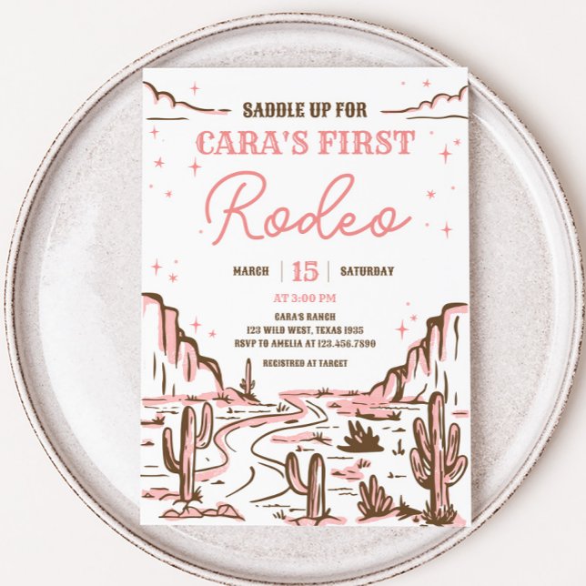 Convite Festa de aniversário Wild West Rodeo (Cowgirl Rodeo Birthday Party Invitation)