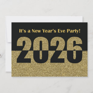 Convite Festa de Ano Novo 2025 Brilho Dourado