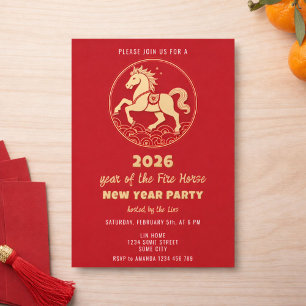 Convite Festa de Ano Novo Chinês 2026 do Cavalo