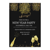 Festa de Ano Novo com Champanhe e Fogos de Artifíc