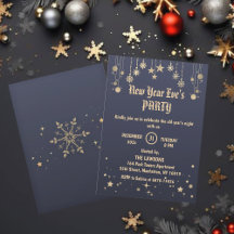 Festa de Ano Novo com Estrelas e Flocos de Neve em