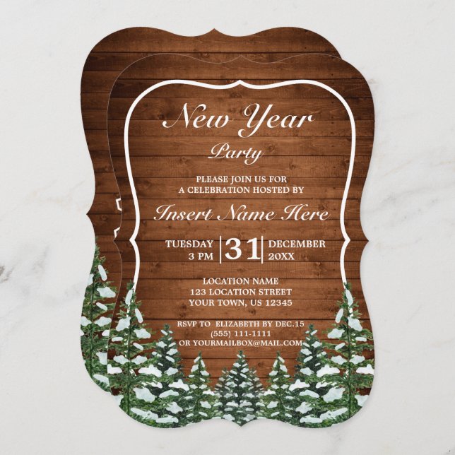 Convite Festa de Ano Novo da Madeira e Pinheiros Rurais (Frente/Verso)