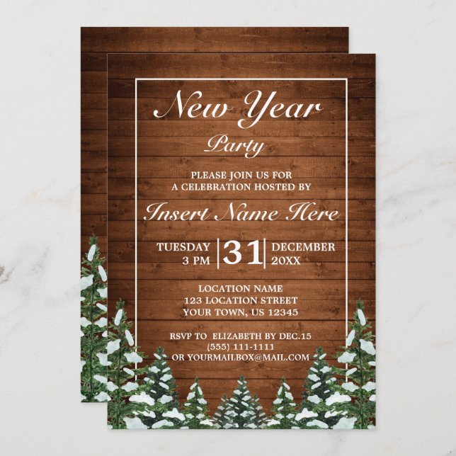 Convite Festa de Ano Novo da Madeira e Pinheiros Rurais (Frente/Verso)