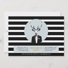 Convite Festa de Ano Novo de 2021 Black & Red Deer