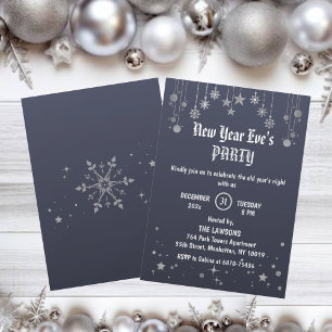 Convite Festa de Ano Novo de Estrelas de Cinzas Escuras e 