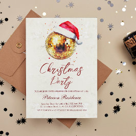 Convite Festa de Ano Novo do Disco Ball Santa Hat