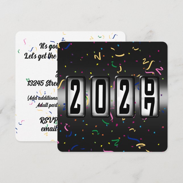 Convite Festa de Ano Novo do Hodômetro de 2027 (Frente/Verso)